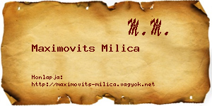 Maximovits Milica névjegykártya